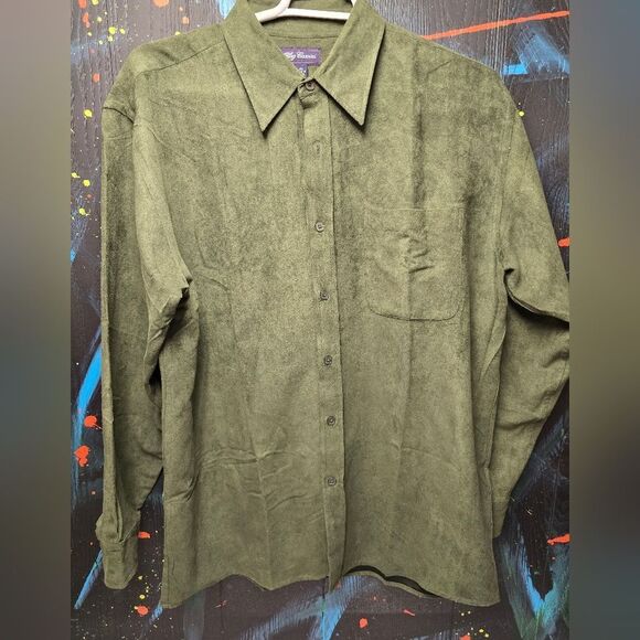 Oleg‎ Cassini Suede Button Up Mens XL - Picture 1 of 4